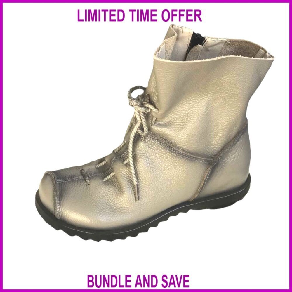 Genuine Leather Casual Soft Flat Boots Handmade Historical Shoes